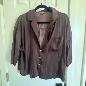 Elegant Brown Button-Down Shirt for Women